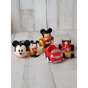 Mickey Mouse race car track helmet playset toy figure red 28